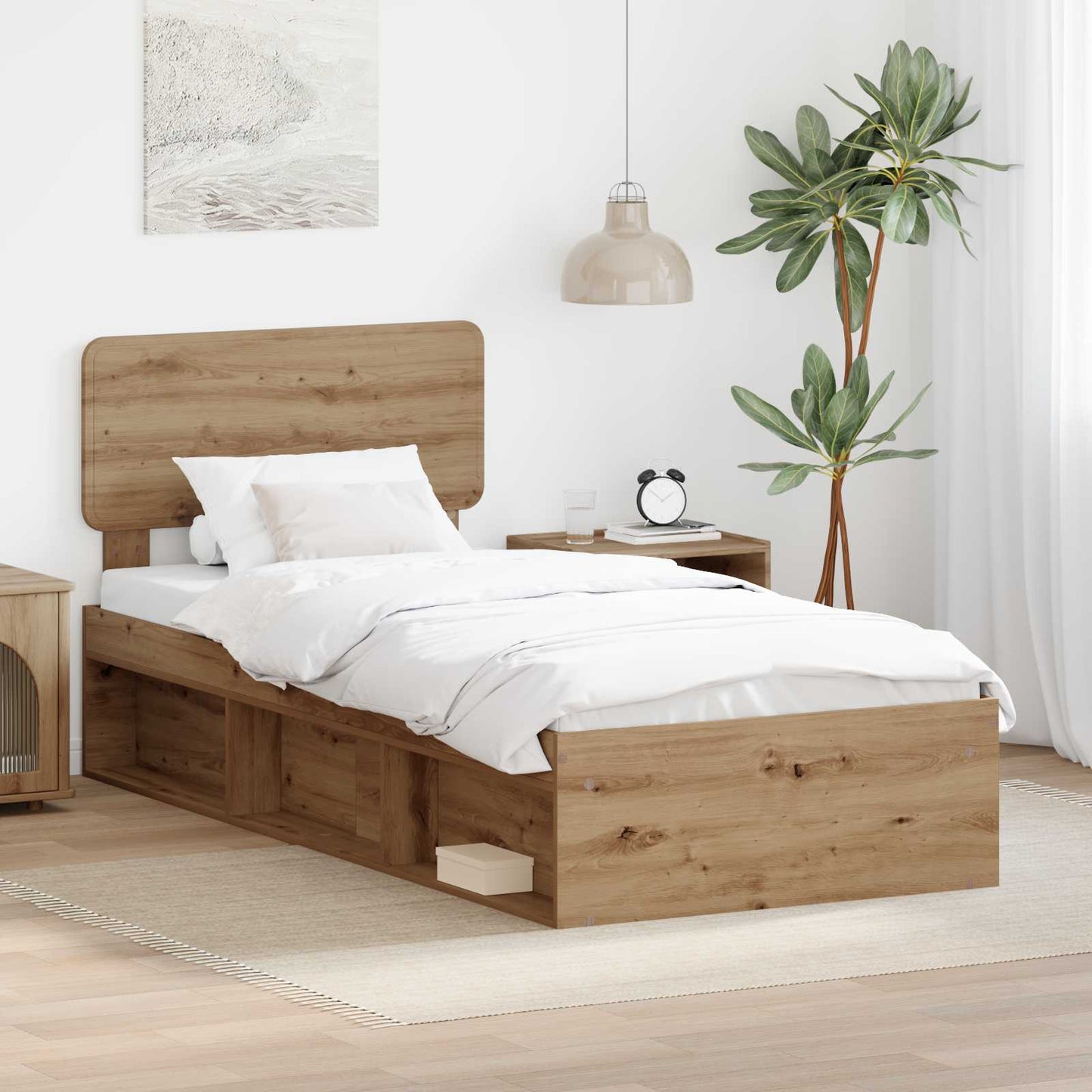 Struttura del letto con testiera Rovere Artigianale 90 x 190 cm | homemem39