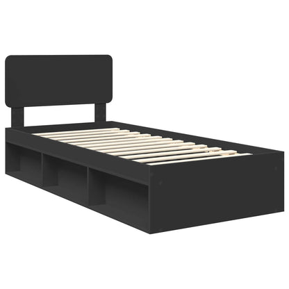 Struttura del letto con testiera Nero 75 x 190 cm Pino massello | homemem39