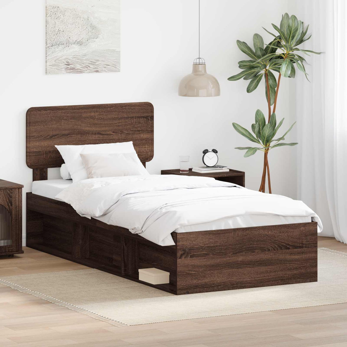Struttura del letto Rovere Marrone 75 x 190 cm Pino massello | homemem39