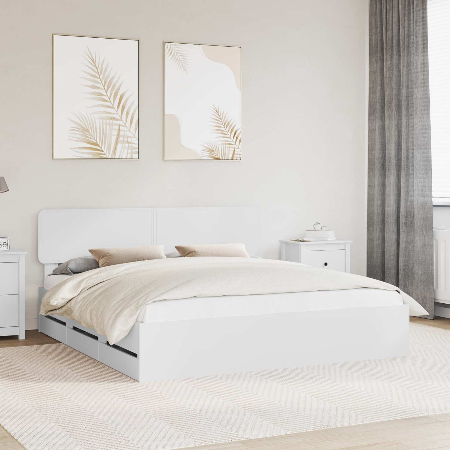 Struttura del letto Bianco 200 x 200 cm Legno ingegnerizzato | homemem39