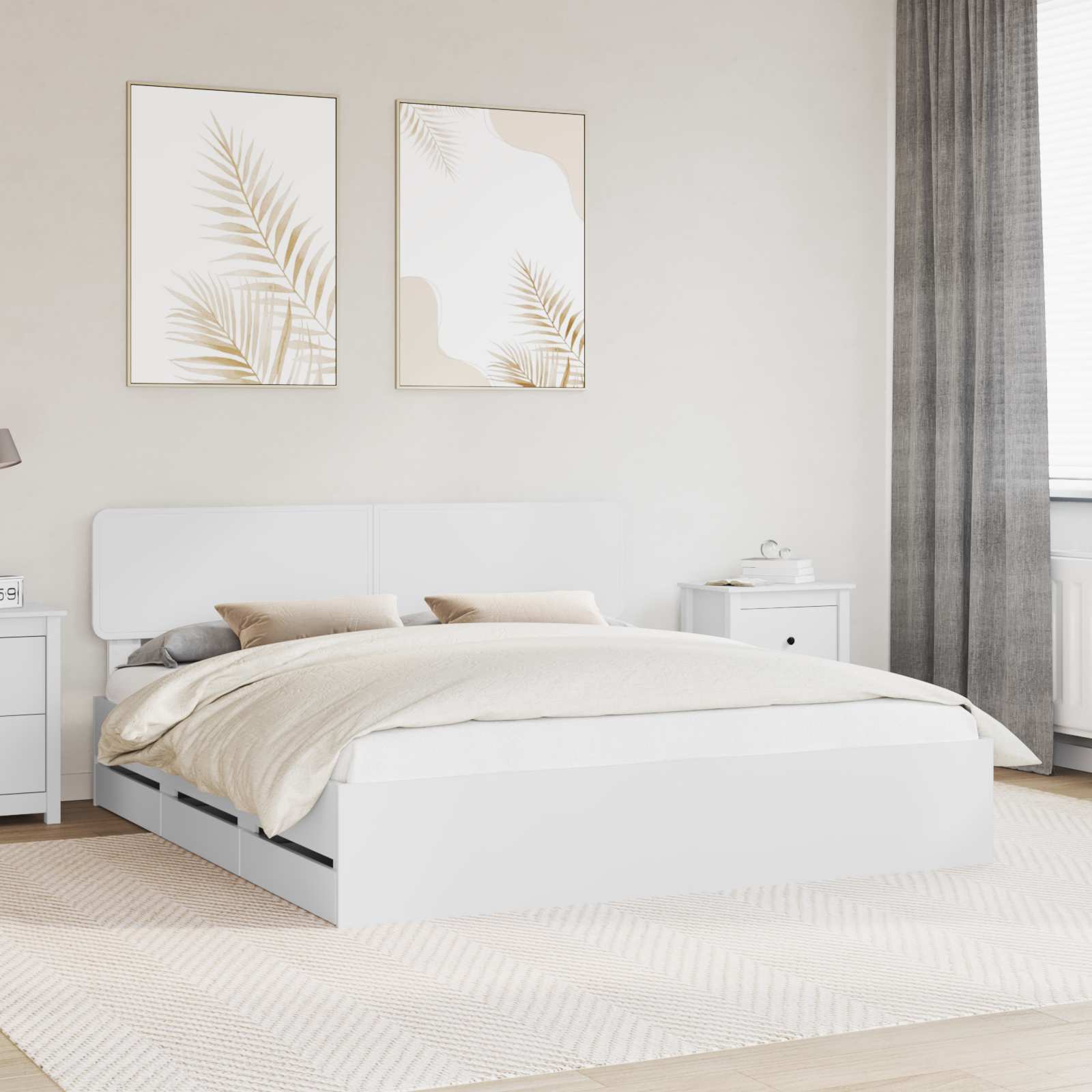 Struttura del letto Bianco 200 x 200 cm Legno ingegnerizzato | homemem39