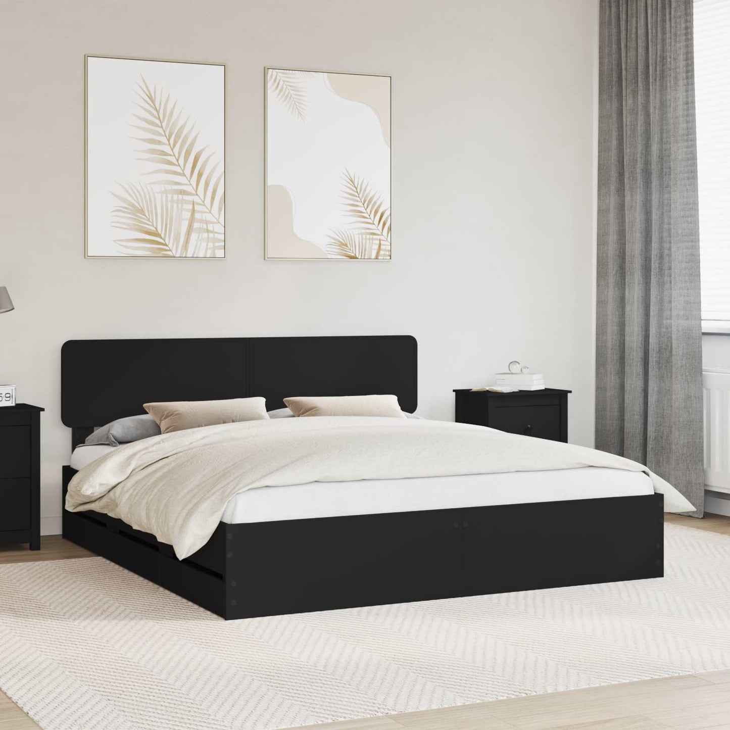 Struttura del letto Nero 200 x 200 cm Legno ingegnerizzato | homemem39