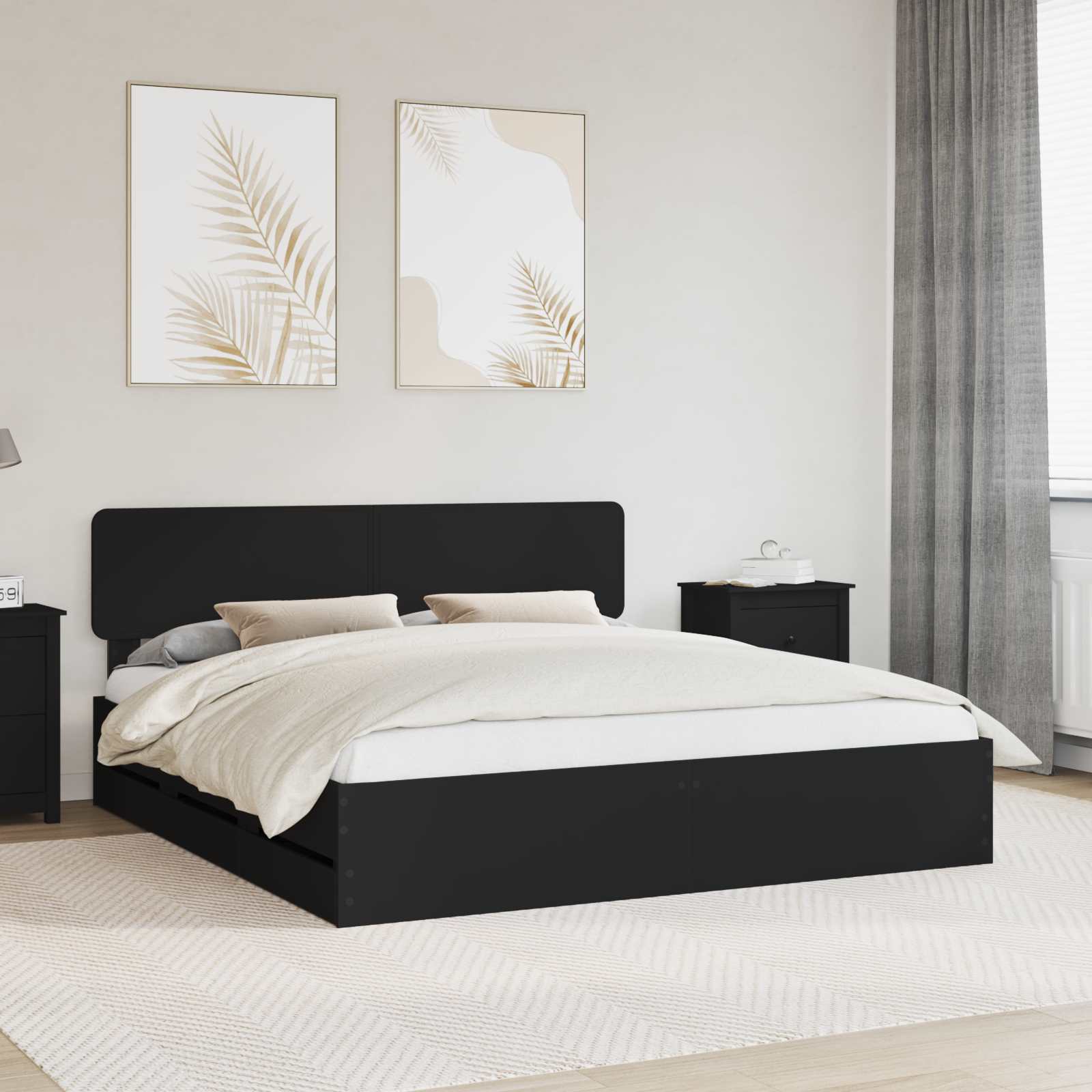 Struttura del letto Nero 200 x 200 cm Legno ingegnerizzato | homemem39
