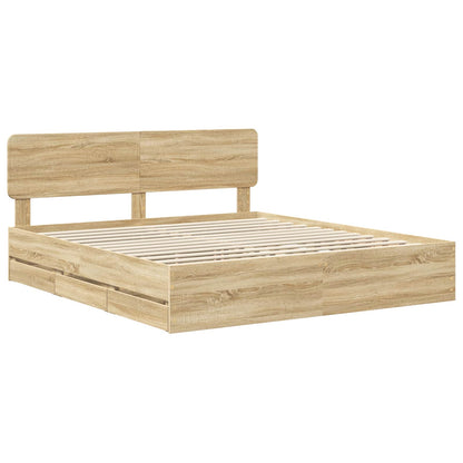 Struttura del letto con cassetto Rovere Sonoma 200 x 200 cm | homemem39