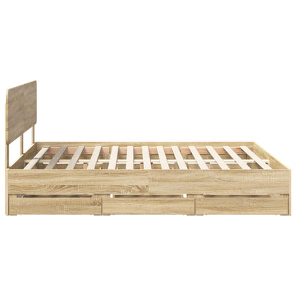 Struttura del letto con cassetto Rovere Sonoma 200 x 200 cm | homemem39