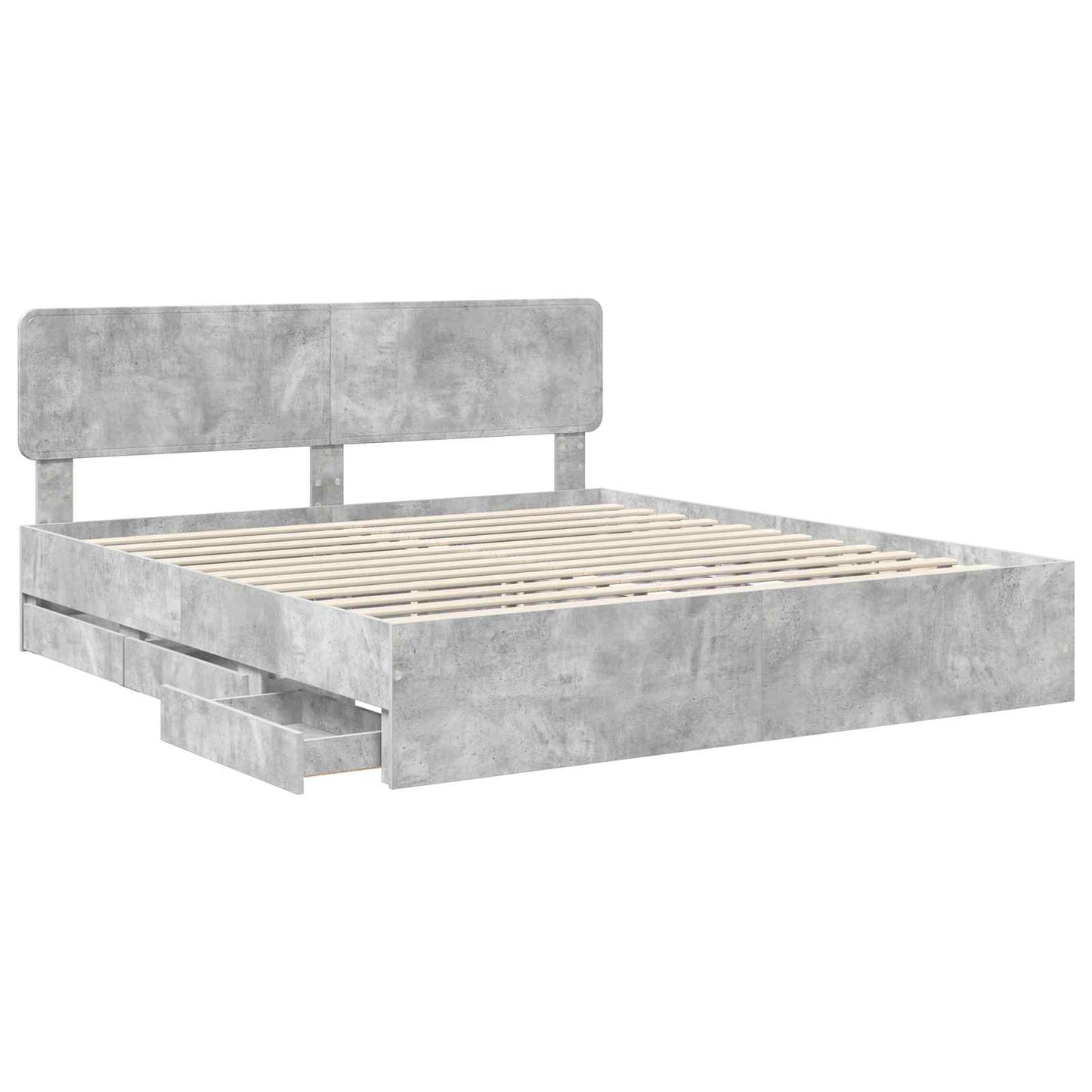 Struttura del letto con cassetto Grigio Cemento 200 x 200 cm | homemem39