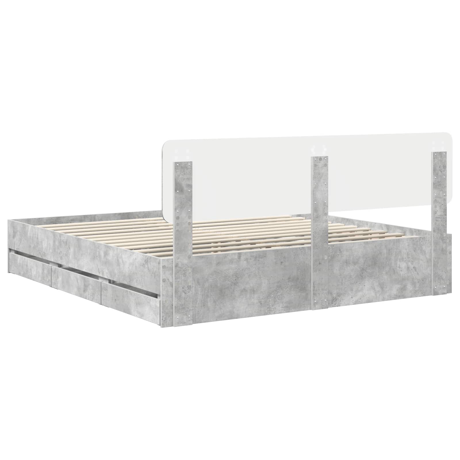 Struttura del letto con cassetto Grigio Cemento 200 x 200 cm | homemem39