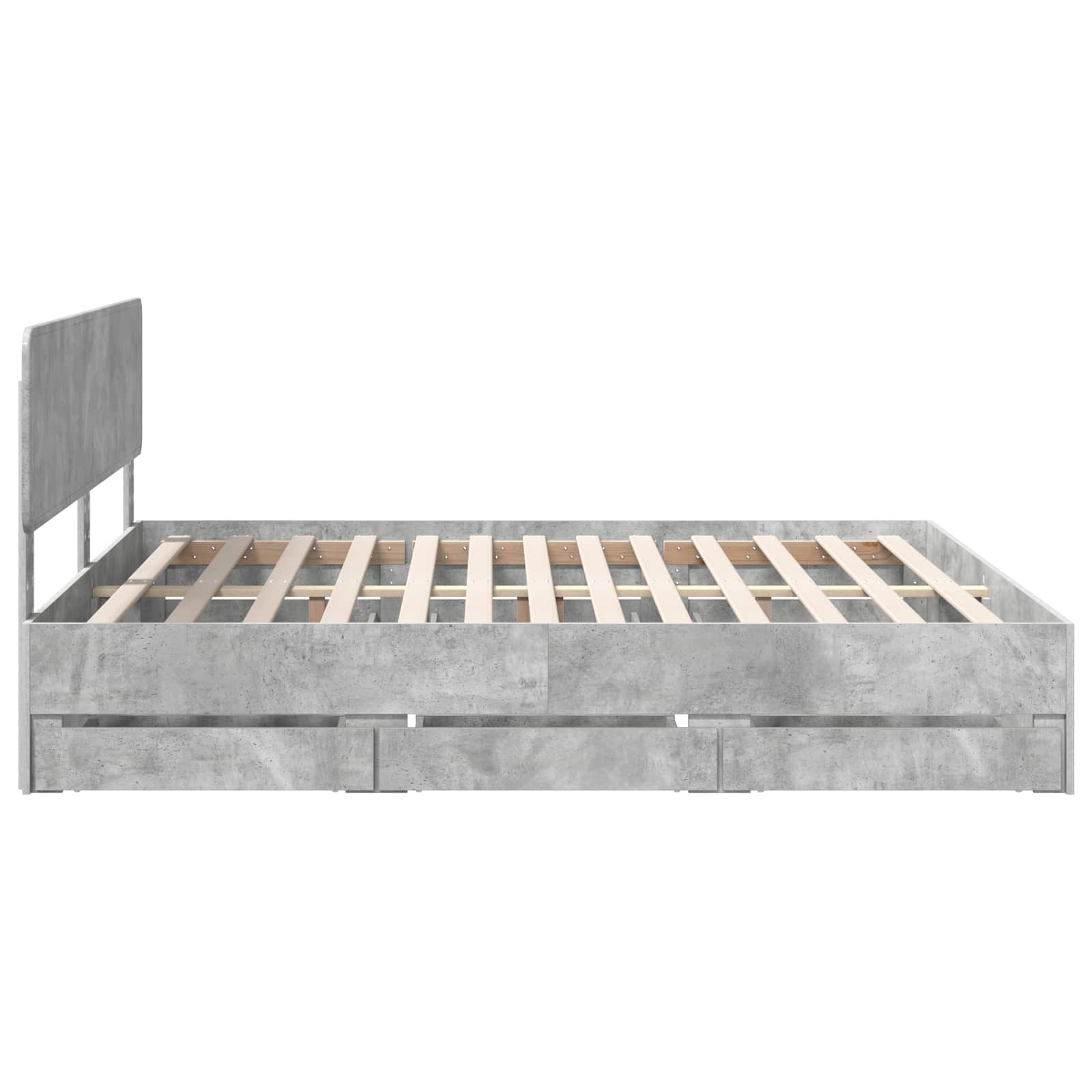 Struttura del letto con cassetto Grigio Cemento 200 x 200 cm | homemem39