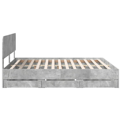 Struttura del letto con cassetto Grigio Cemento 200 x 200 cm | homemem39