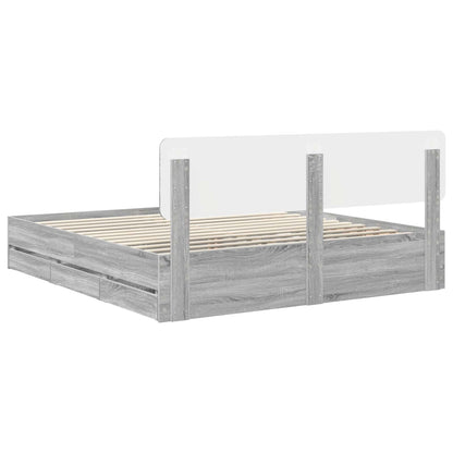 Struttura del letto con cassetto Sonoma grigia 200 x 200 cm | homemem39