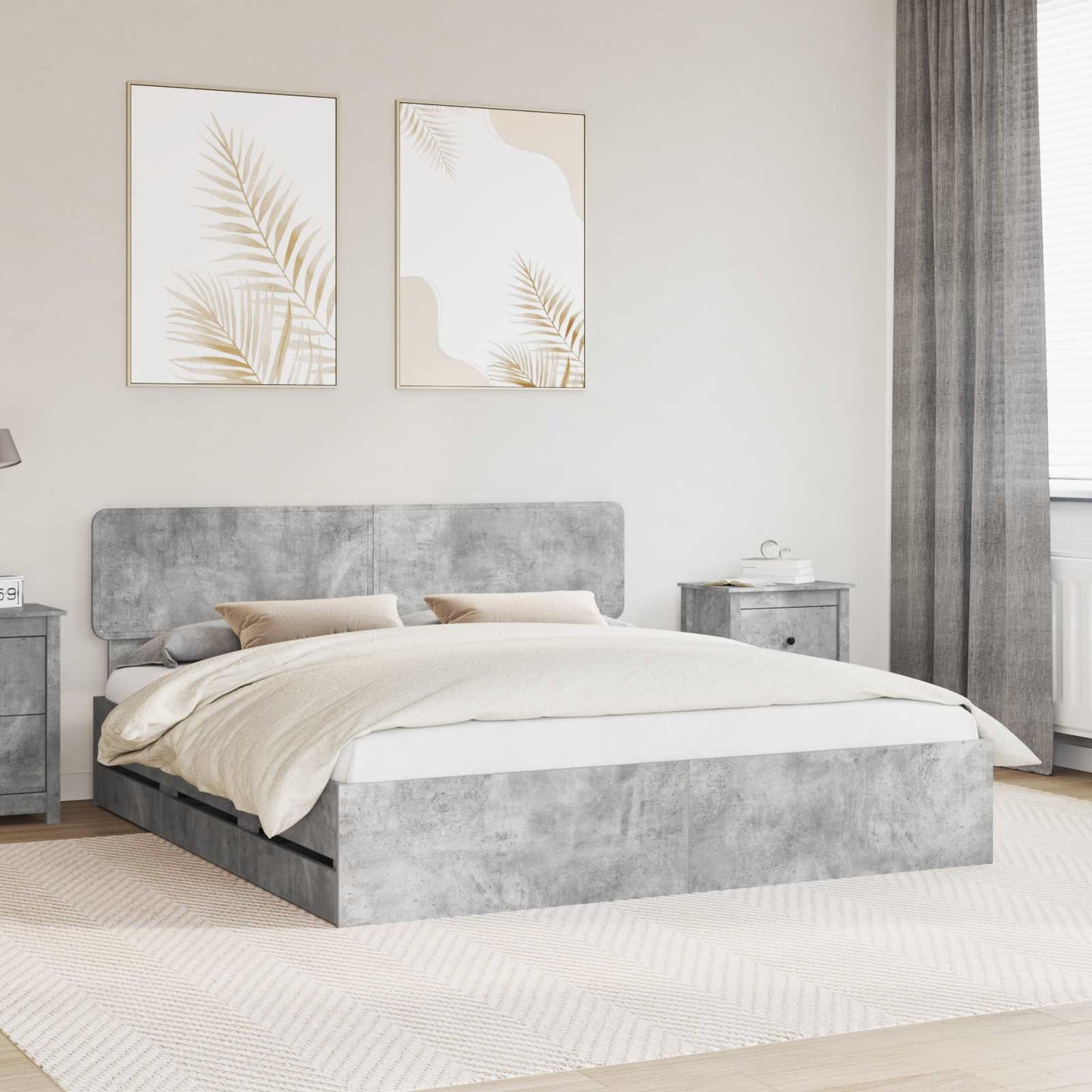 Struttura del letto con cassetto Grigio Cemento 180 x 200 cm | homemem39