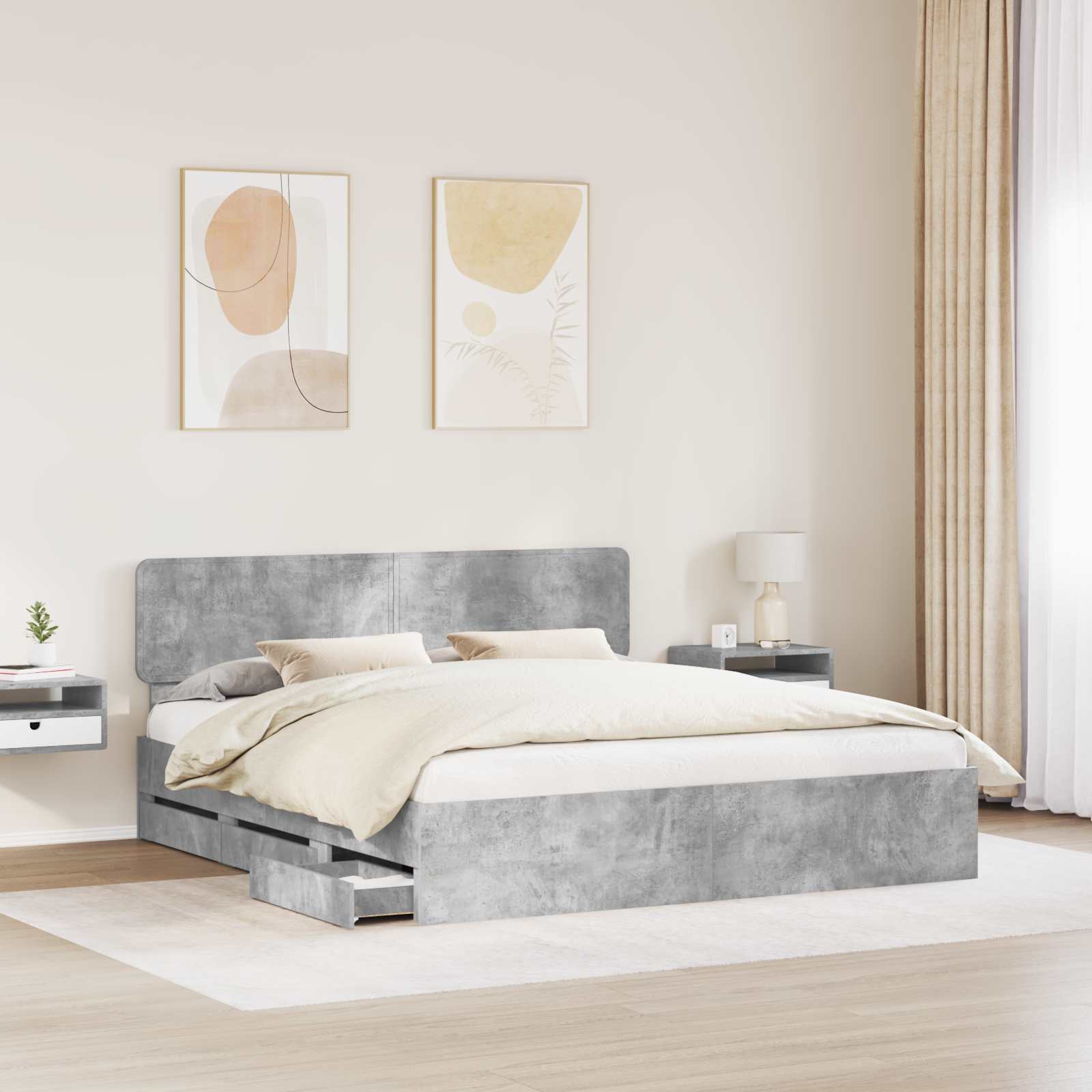 Struttura del letto con cassetto Grigio Cemento 180 x 200 cm | homemem39
