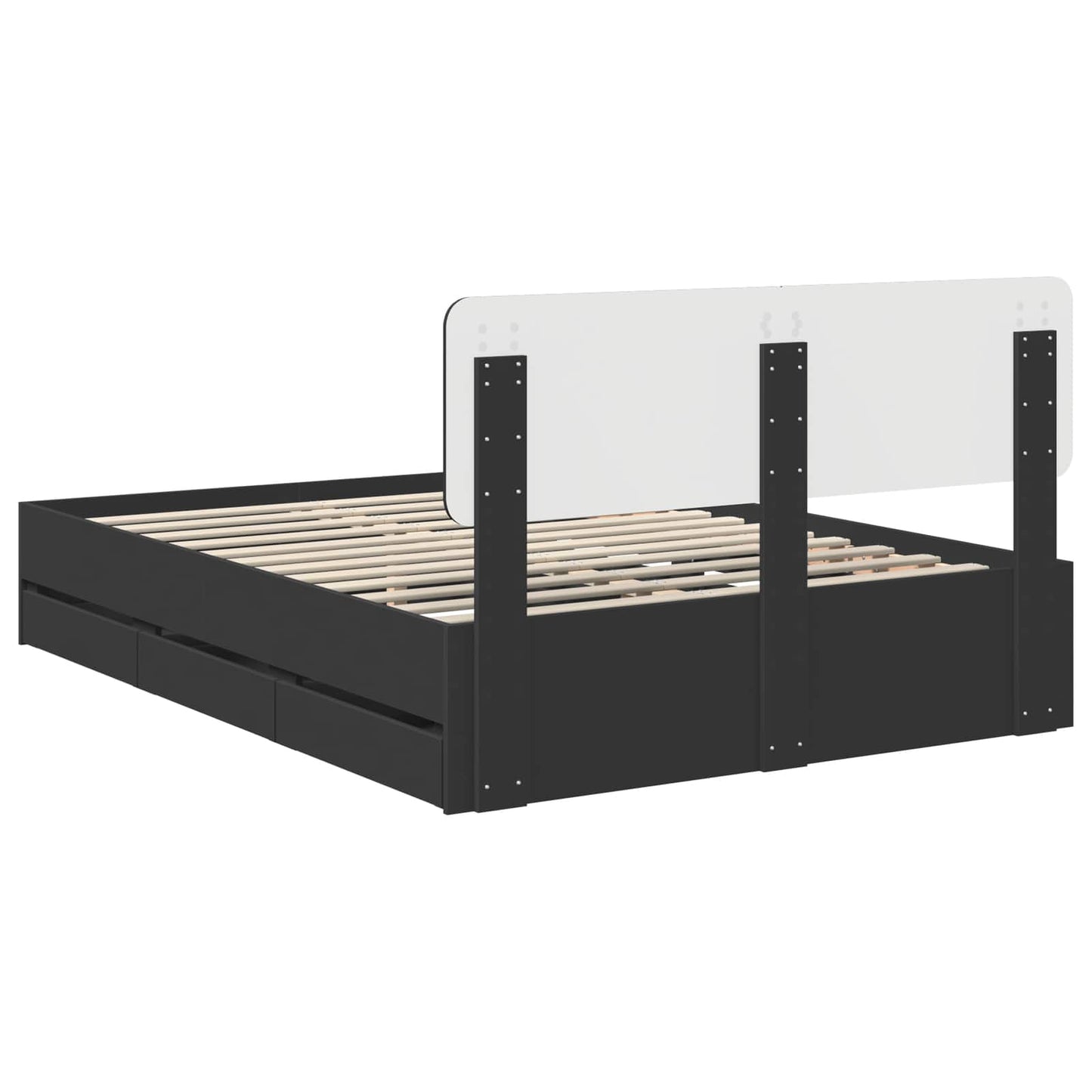 Struttura del letto Nero 160 x 200 cm Legno ingegnerizzato | homemem39