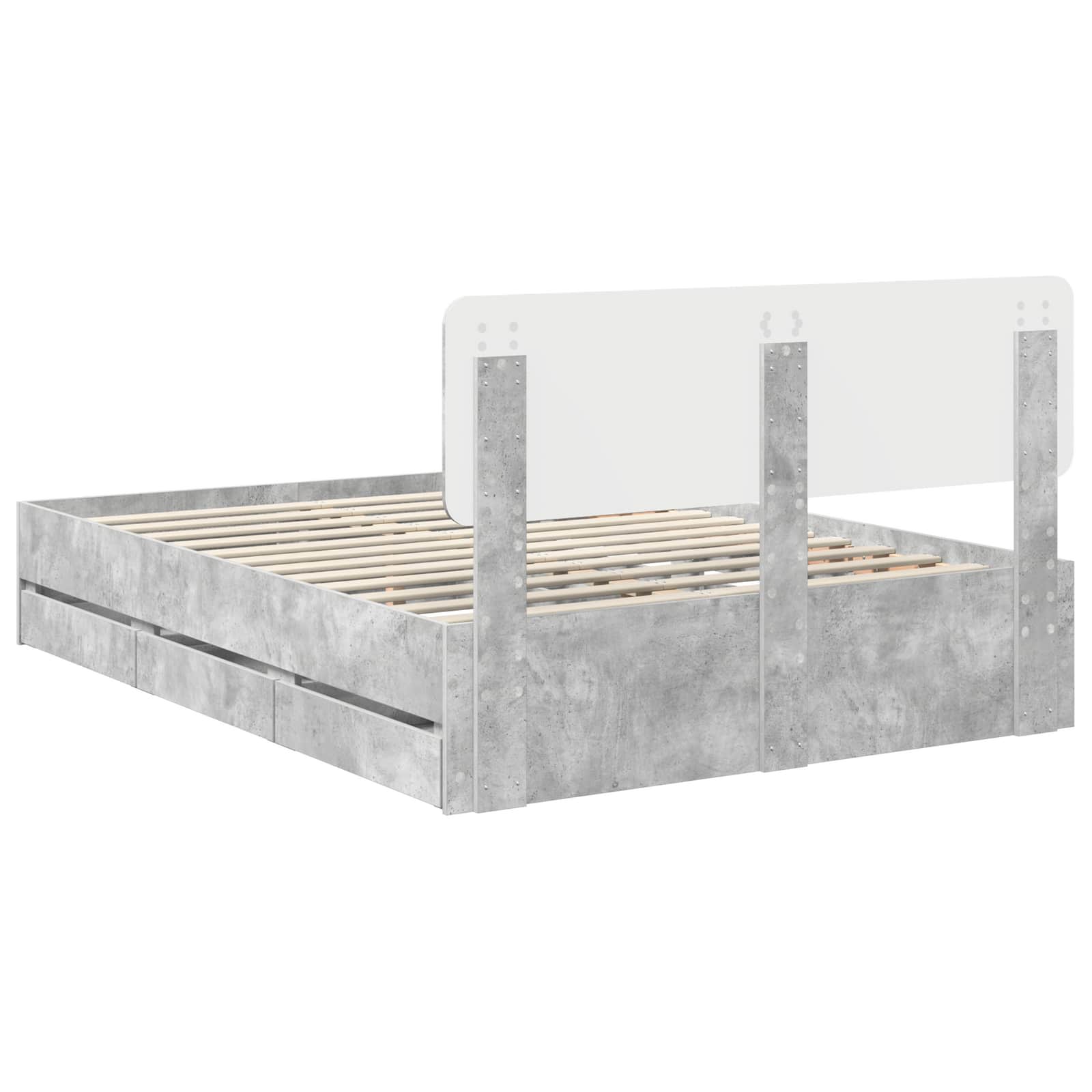 Struttura del letto con cassetto Grigio Cemento 140 x 200 cm | homemem39