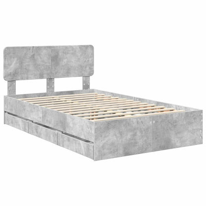 Struttura del letto con cassetto Grigio Cemento 135 x 190 cm | homemem39