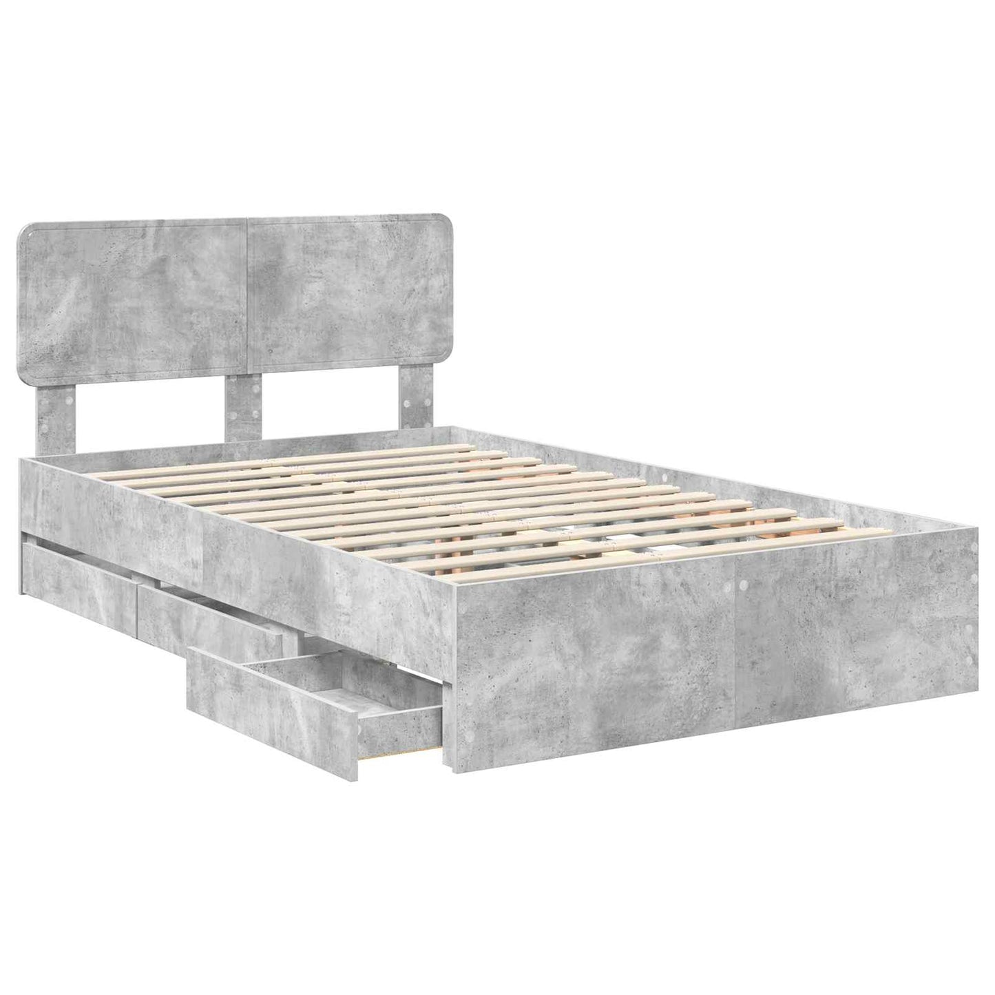 Struttura del letto con cassetto Grigio Cemento 135 x 190 cm | homemem39
