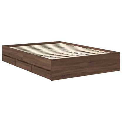 Struttura del letto con cassetto Quercia marrone 135 x 190 cm | homemem39