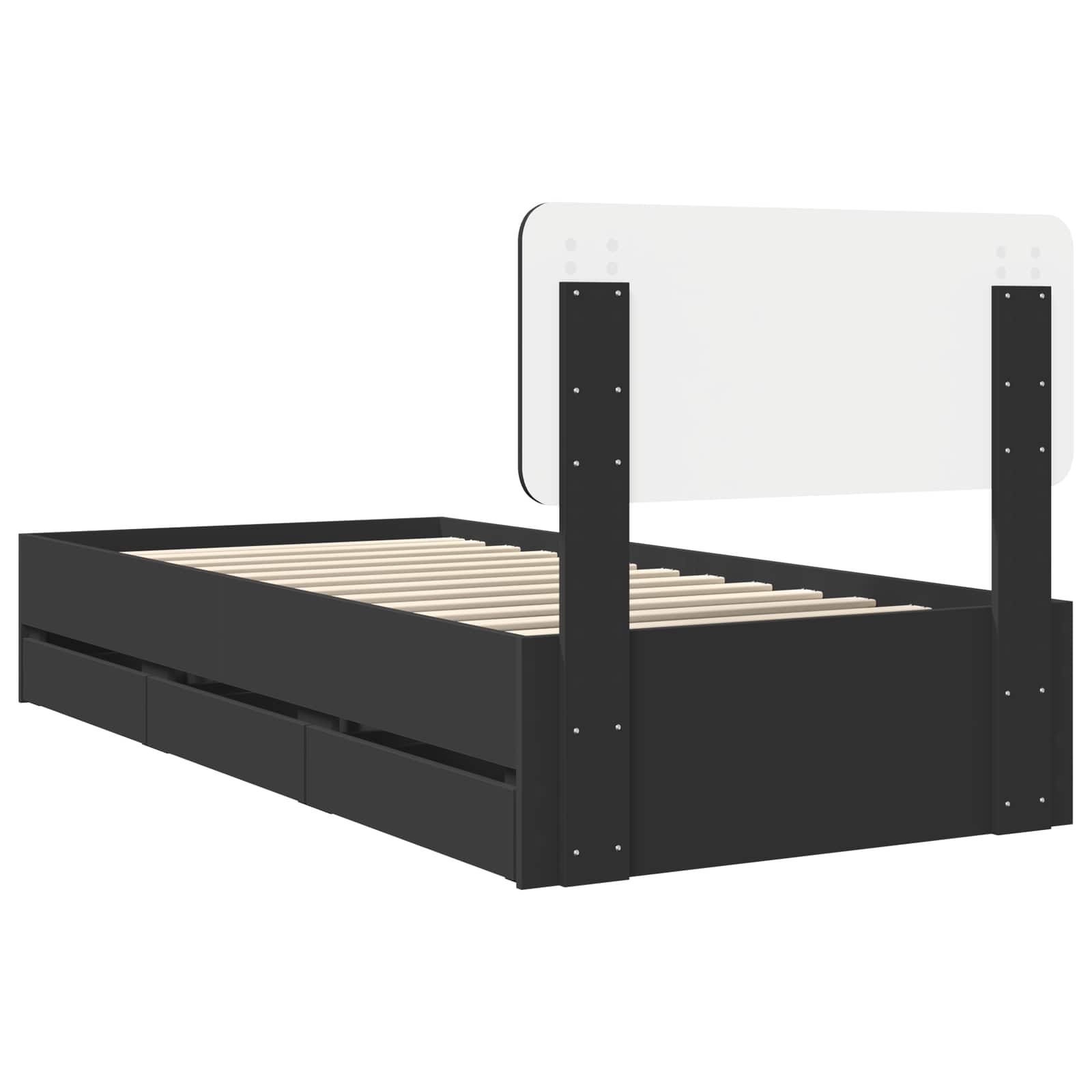 Struttura del letto Nero 100 x 200 cm Legno ingegnerizzato | homemem39