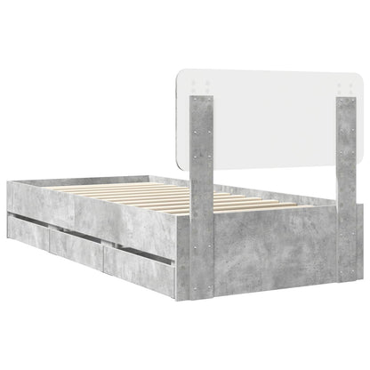 Struttura del letto con cassetto Grigio cemento 90 x 190 cm