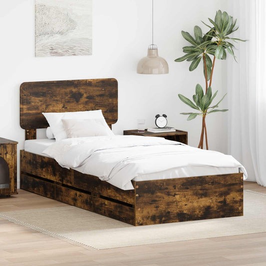 Struttura del letto con cassetto Quercia Affumicata 90 x 200 cm | homemem39