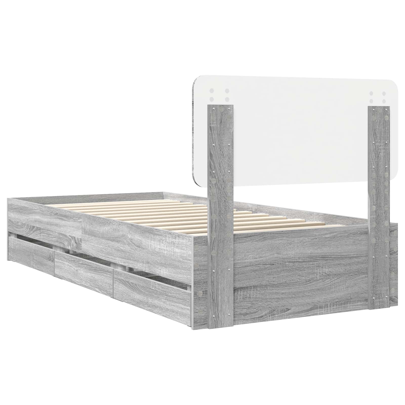 Struttura del letto con cassetto Sonoma grigia 90 x 200 cm | homemem39