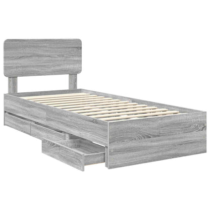Struttura del letto con cassetto Sonoma grigia 90 x 190 cm | homemem39