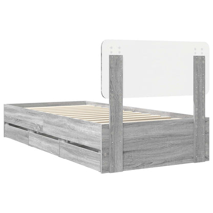 Struttura del letto con cassetto Sonoma grigia 90 x 190 cm | homemem39