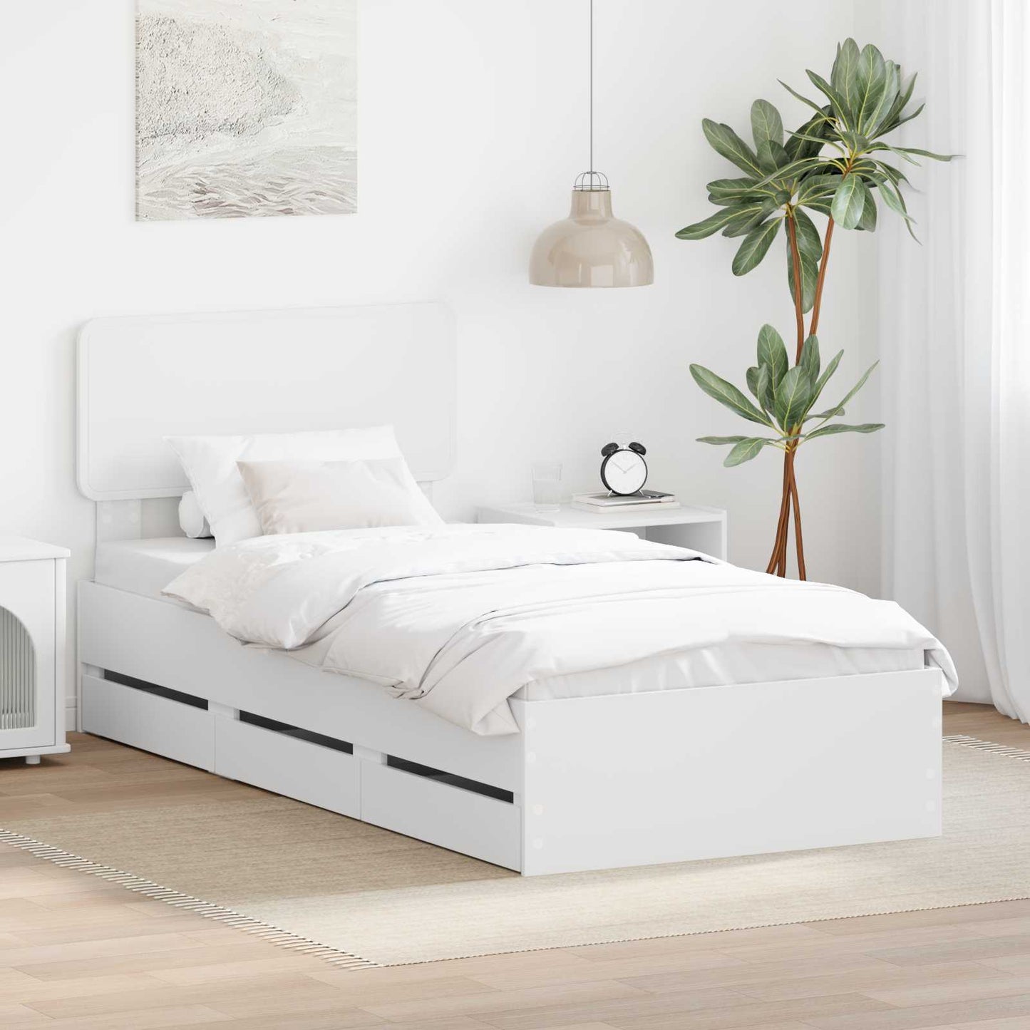 Struttura del letto Bianco 75 x 190 cm Legno ingegnerizzato | homemem39