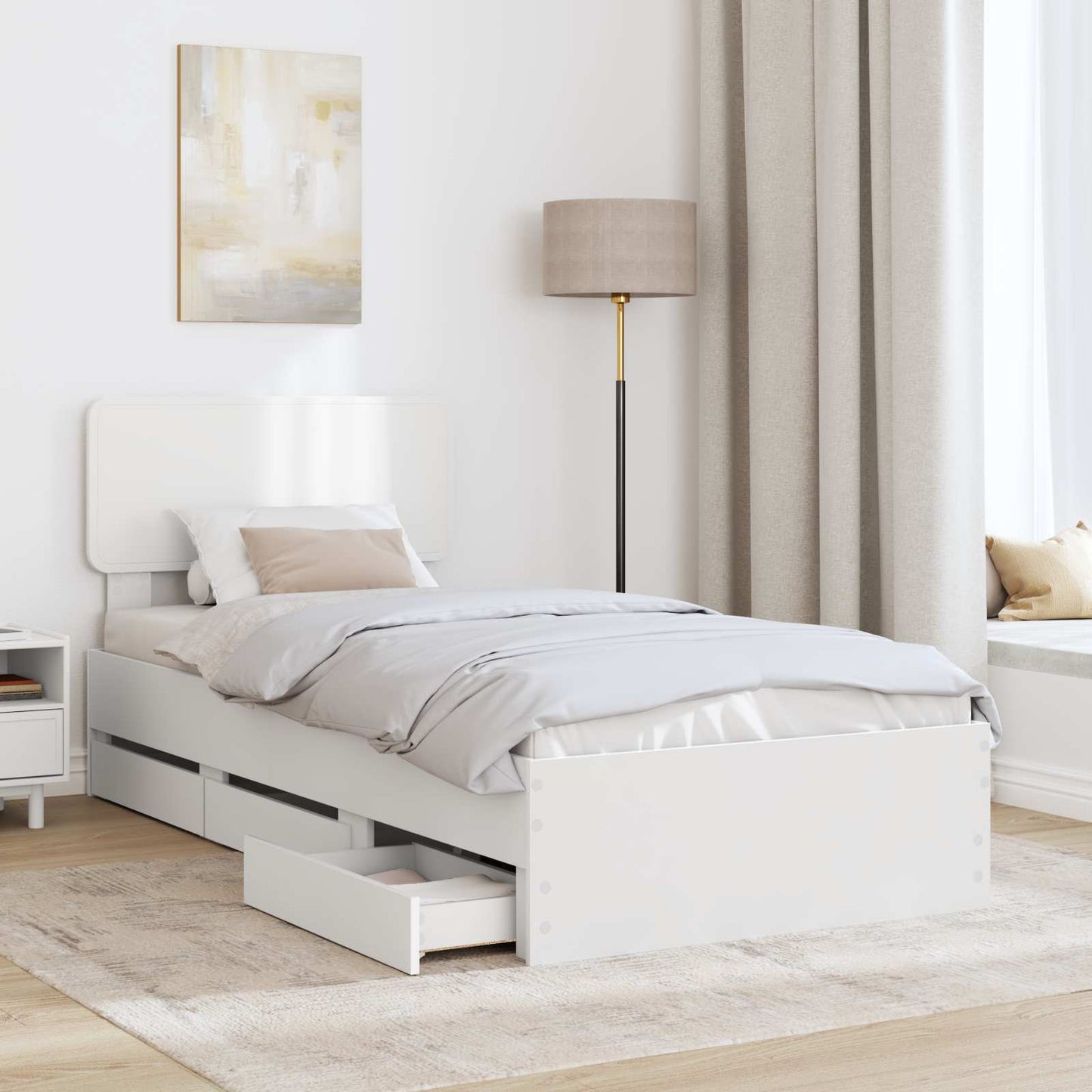 Struttura del letto Bianco 75 x 190 cm Legno ingegnerizzato | homemem39