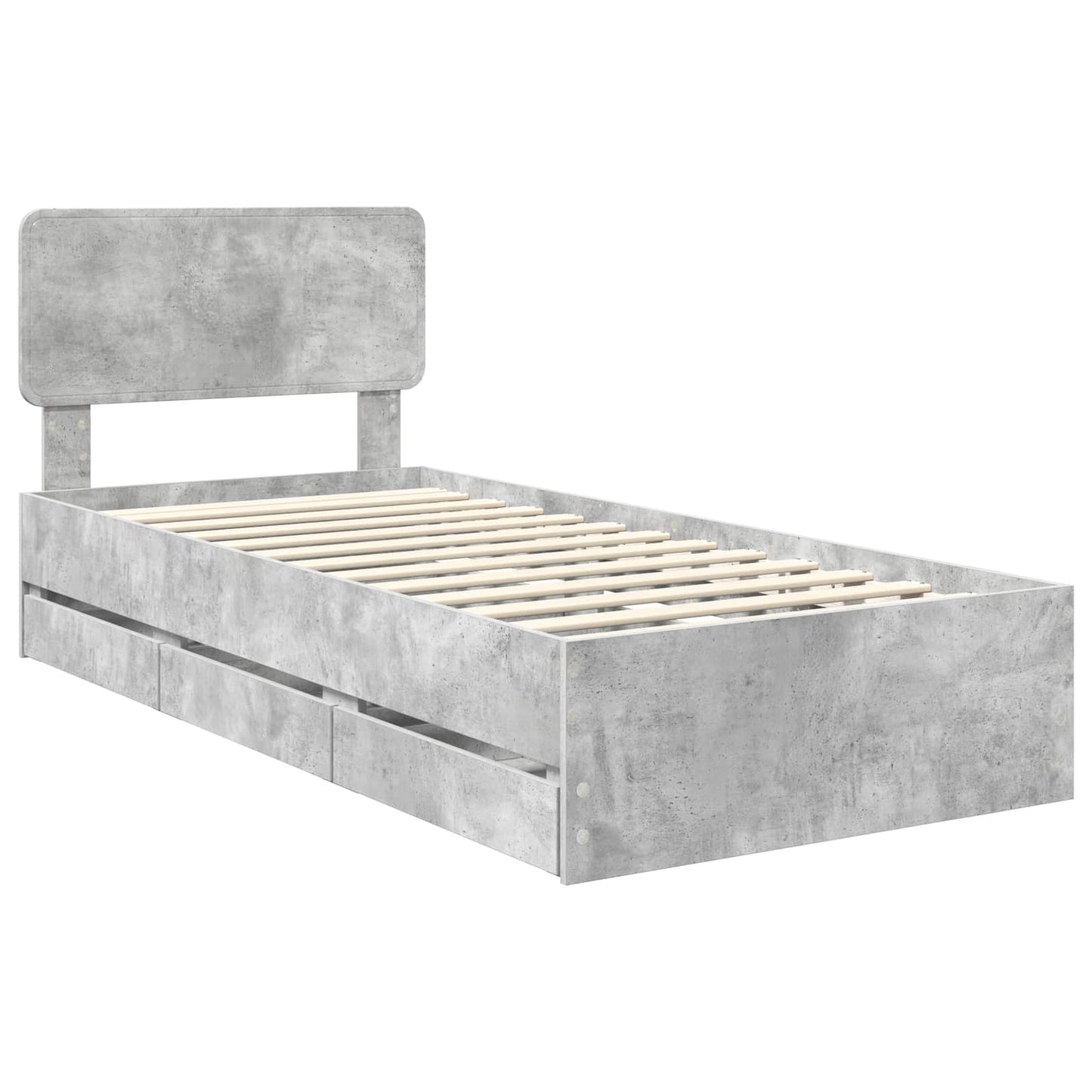 Struttura del letto con cassetto Grigio Cemento 75 x 190 cm | homemem39
