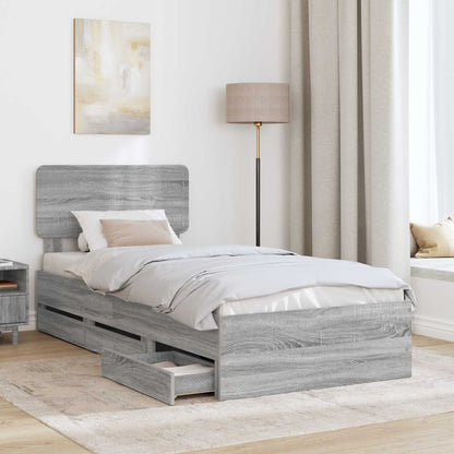 Struttura del letto con cassetto Sonoma grigia 75 x 190 cm | homemem39