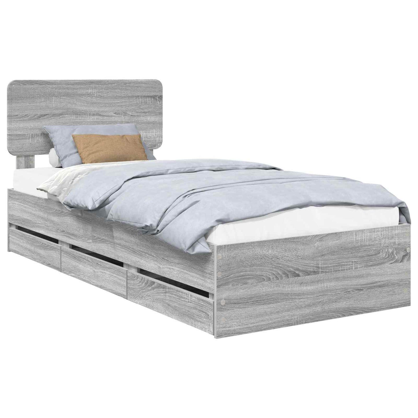 Struttura del letto con cassetto Sonoma grigia 75 x 190 cm | homemem39
