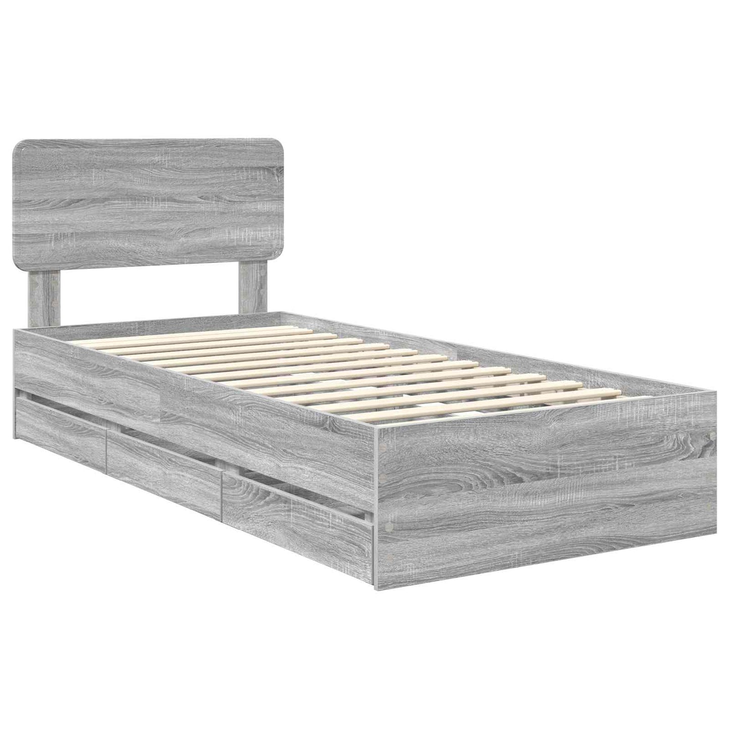 Struttura del letto con cassetto Sonoma grigia 75 x 190 cm | homemem39