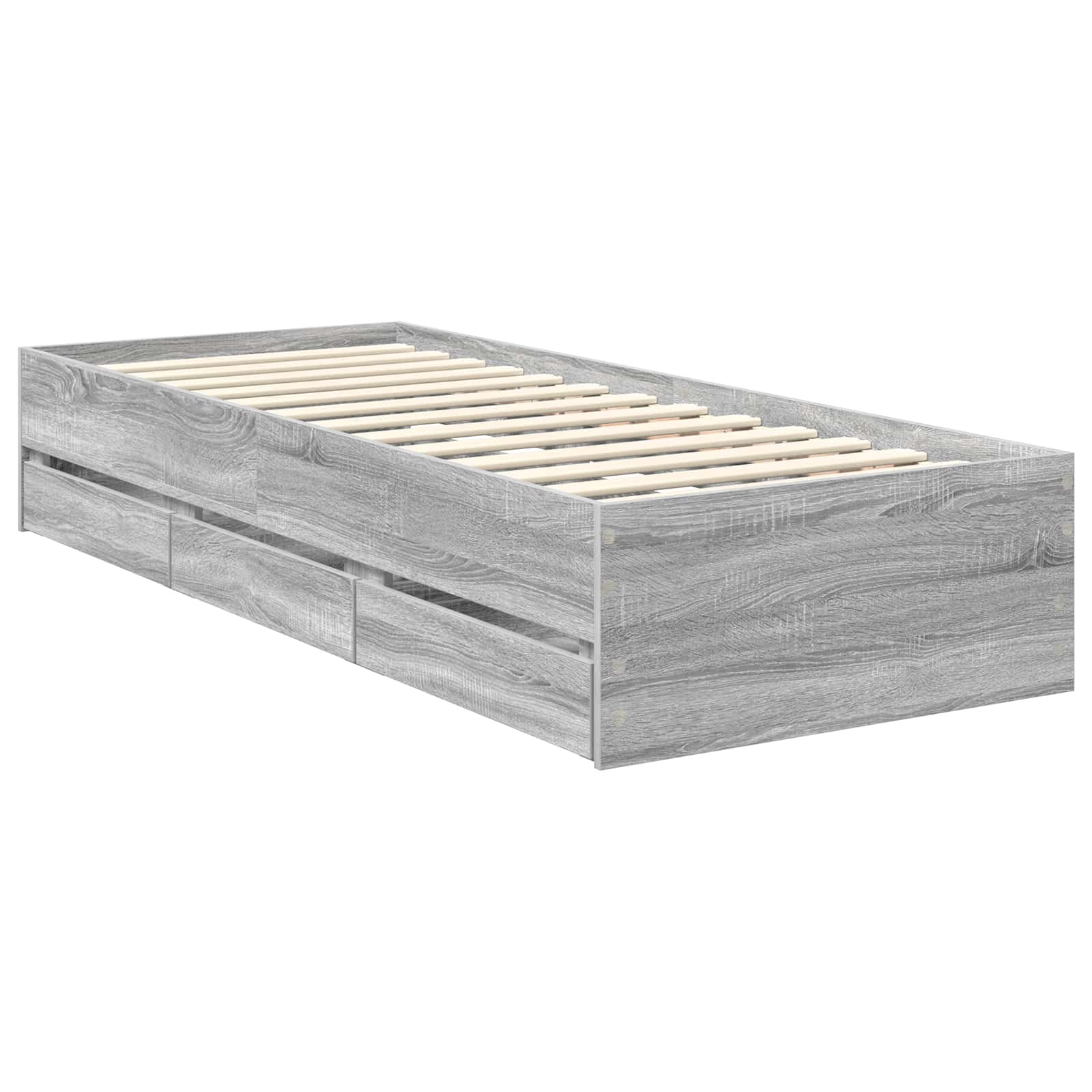 Struttura del letto con cassetto Sonoma grigia 75 x 190 cm | homemem39