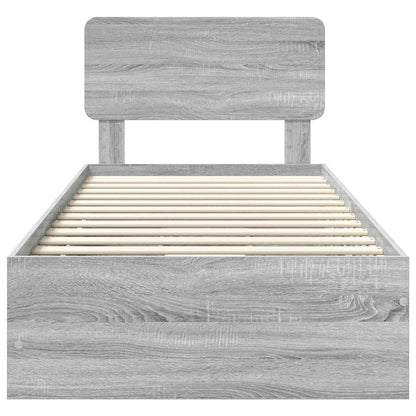 Struttura del letto con cassetto Sonoma grigia 75 x 190 cm | homemem39