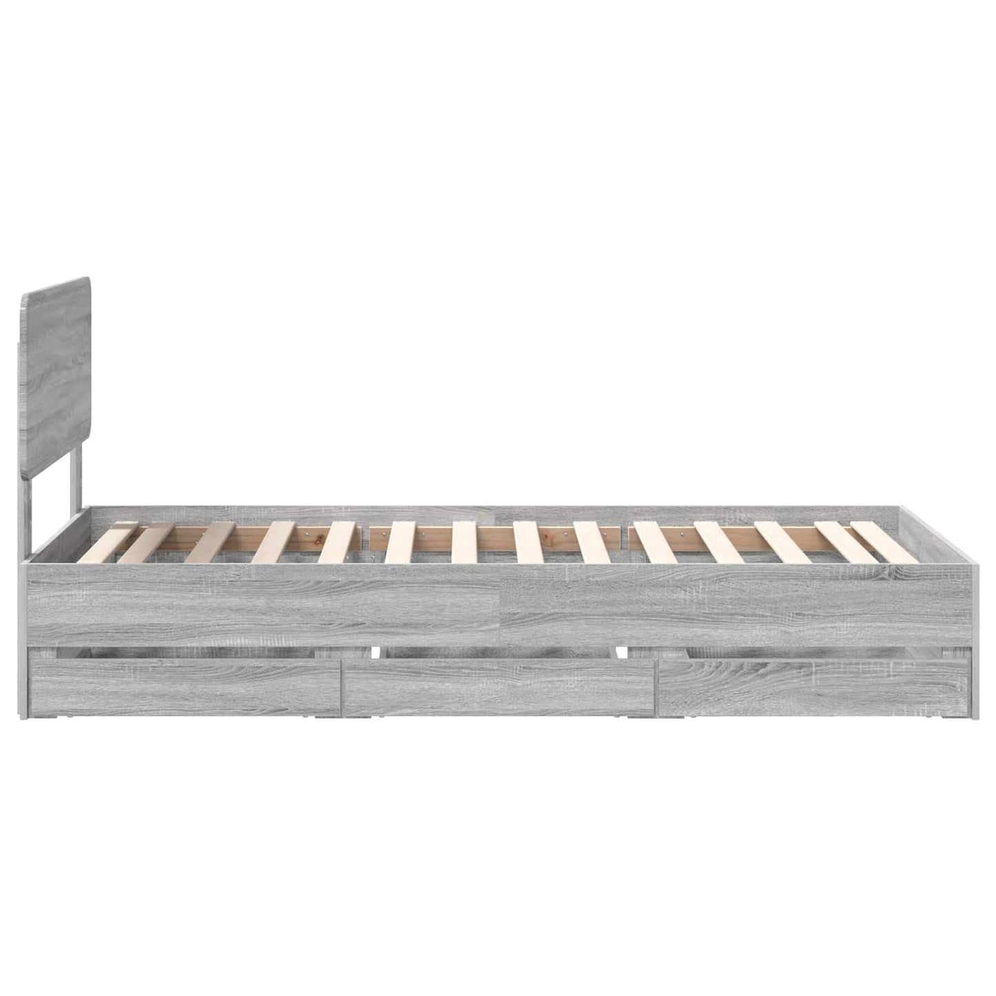 Struttura del letto con cassetto Sonoma grigia 75 x 190 cm | homemem39