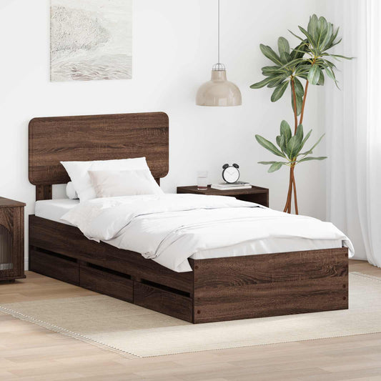 Struttura del letto con cassetto Quercia marrone 75 x 190 cm | homemem39