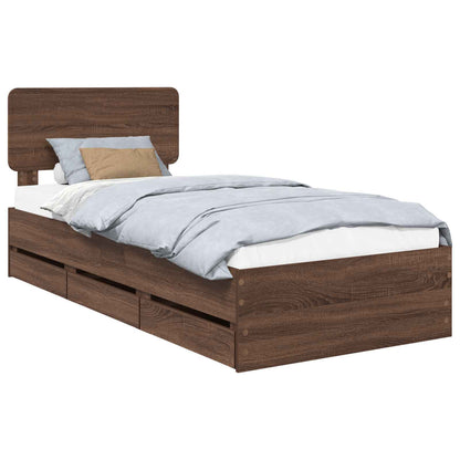 Struttura del letto con cassetto Quercia marrone 75 x 190 cm | homemem39