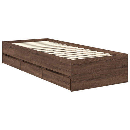 Struttura del letto con cassetto Quercia marrone 75 x 190 cm | homemem39