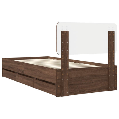Struttura del letto con cassetto Quercia marrone 75 x 190 cm | homemem39