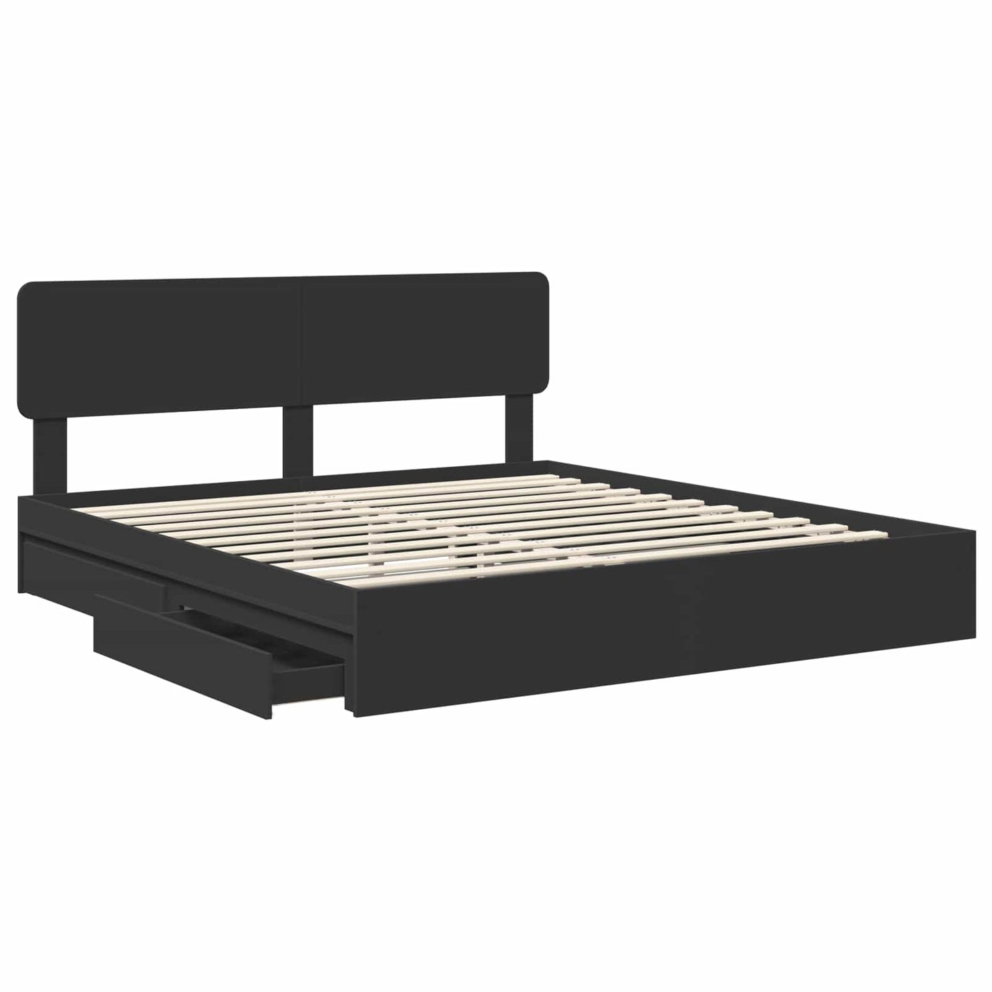 Letto con Contenitore Nero 200 x 200 cm Legno multistrato | homemem39