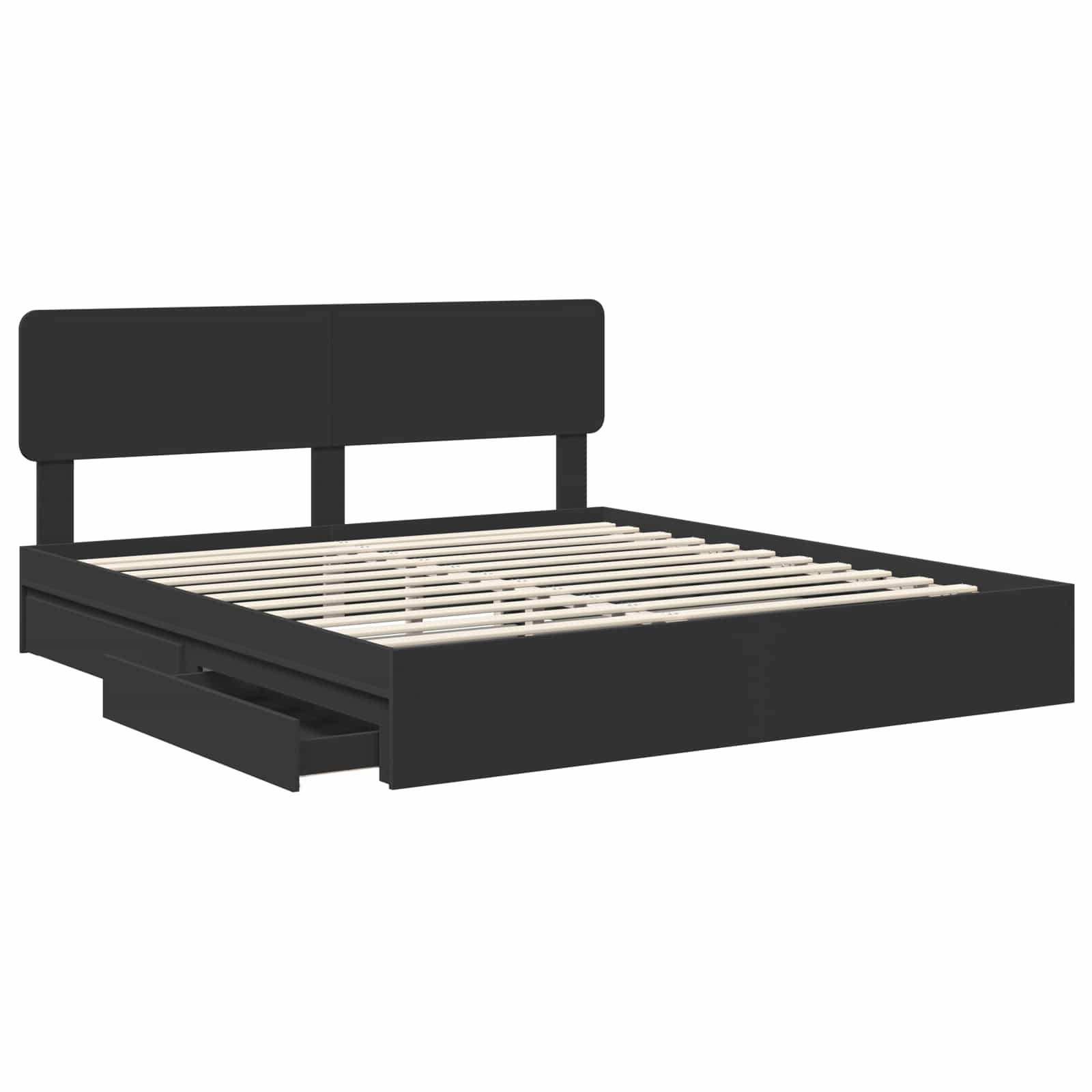 Letto con Contenitore Nero 200 x 200 cm Legno multistrato | homemem39