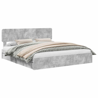 Letto con Contenitore con testiera Grigio cemento 200 x 200 cm | homemem39