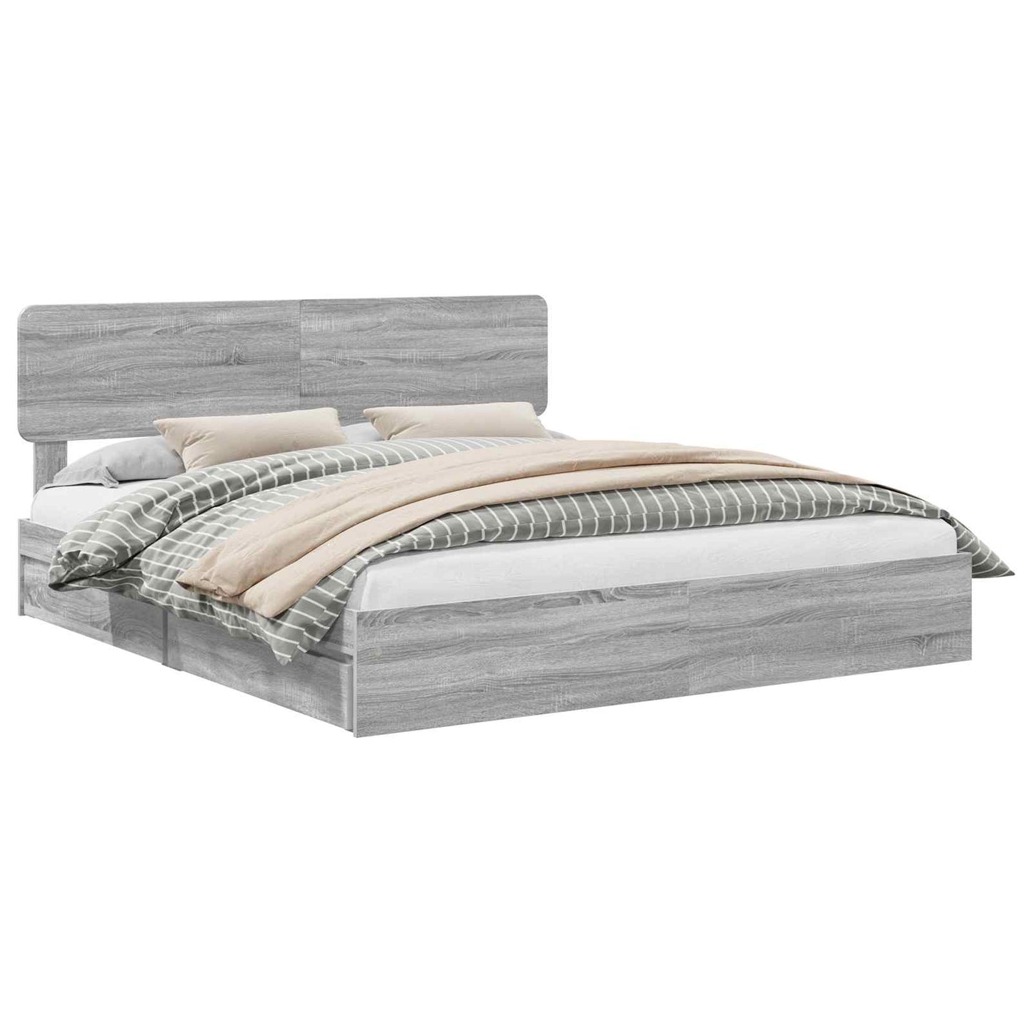 Letto con Contenitore con testiera Grigio Sonoma 200 x 200 cm | homemem39