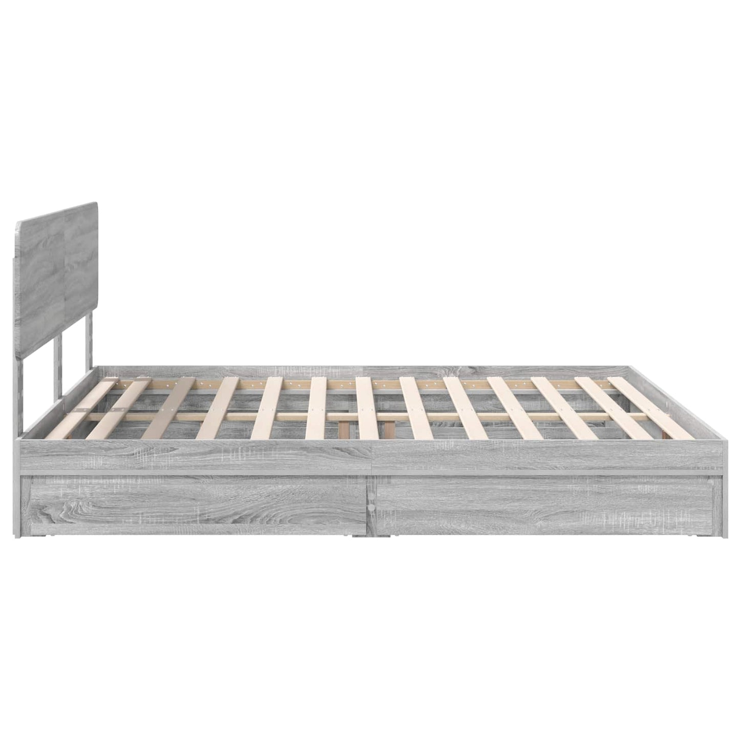 Letto con Contenitore con testiera Grigio Sonoma 200 x 200 cm | homemem39