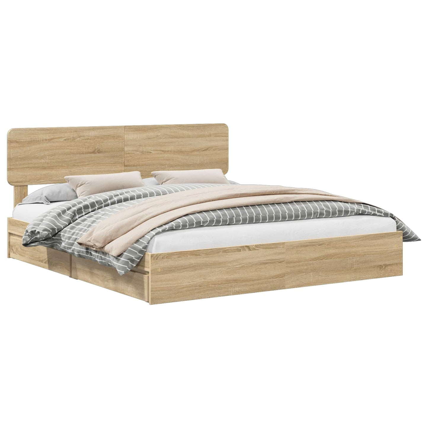 Letto con Contenitore con testiera Rovere Sonoma 180 x 200 cm | homemem39