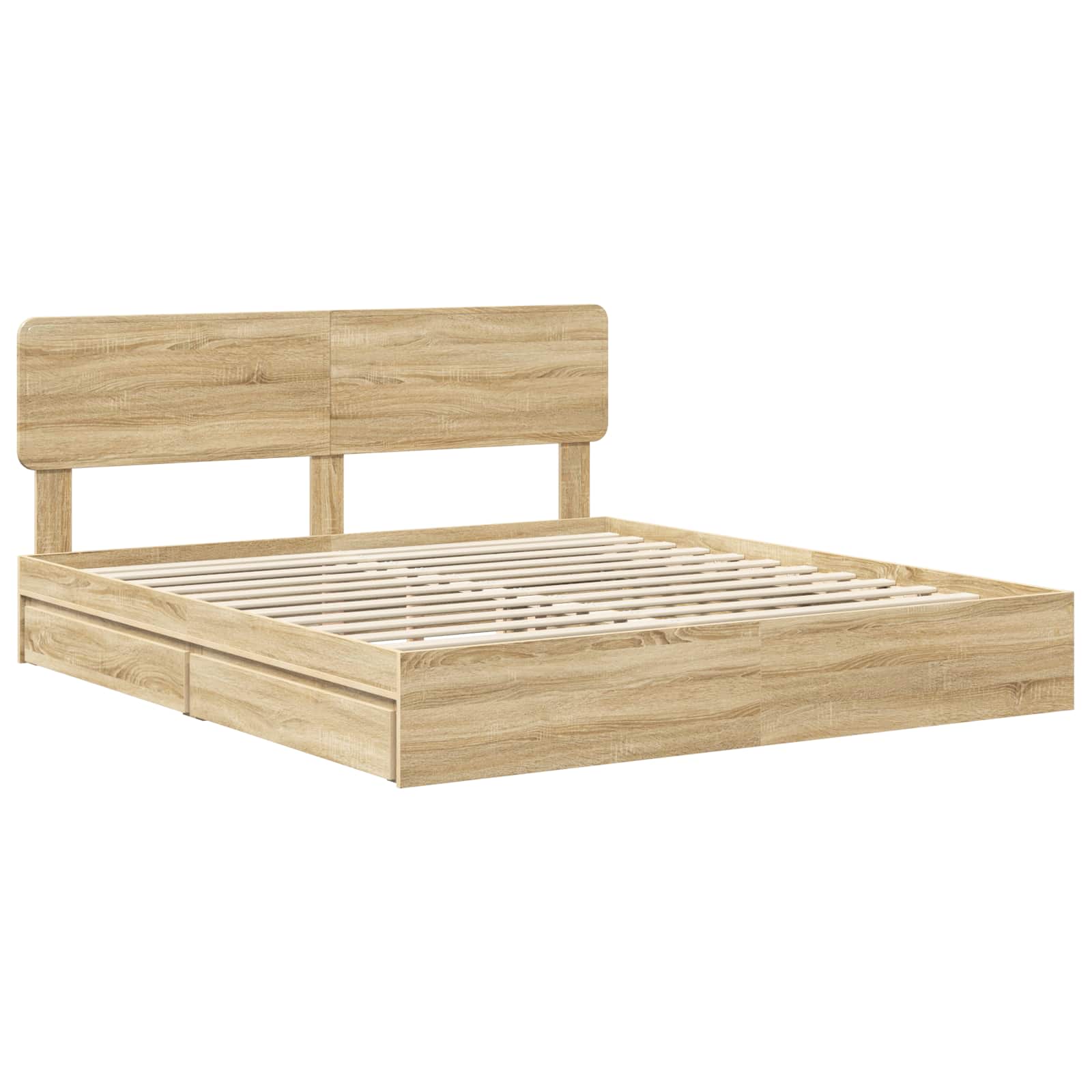 Letto con Contenitore con testiera Rovere Sonoma 180 x 200 cm | homemem39