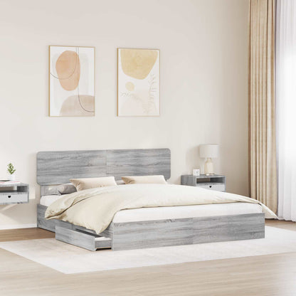 Letto con Contenitore con testiera Grigio Sonoma 180 x 200 cm | homemem39