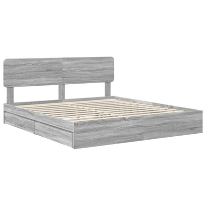 Letto con Contenitore con testiera Grigio Sonoma 180 x 200 cm | homemem39
