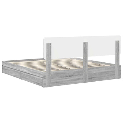 Letto con Contenitore con testiera Grigio Sonoma 180 x 200 cm | homemem39